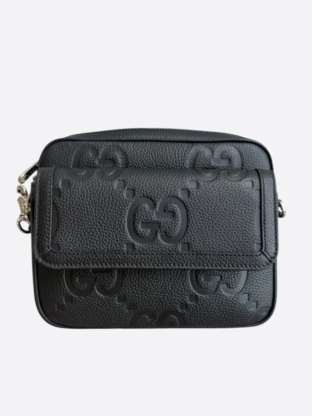 Gucci Black Embossed GG Monogram Messenger Bag